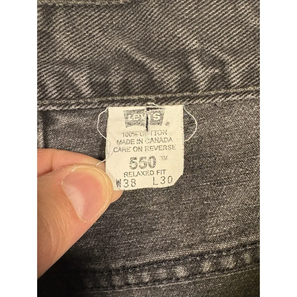 Vintage 90s Levis 550 Faded Black Denim Jeans 38x30 Made in Canada 100 Cotton
